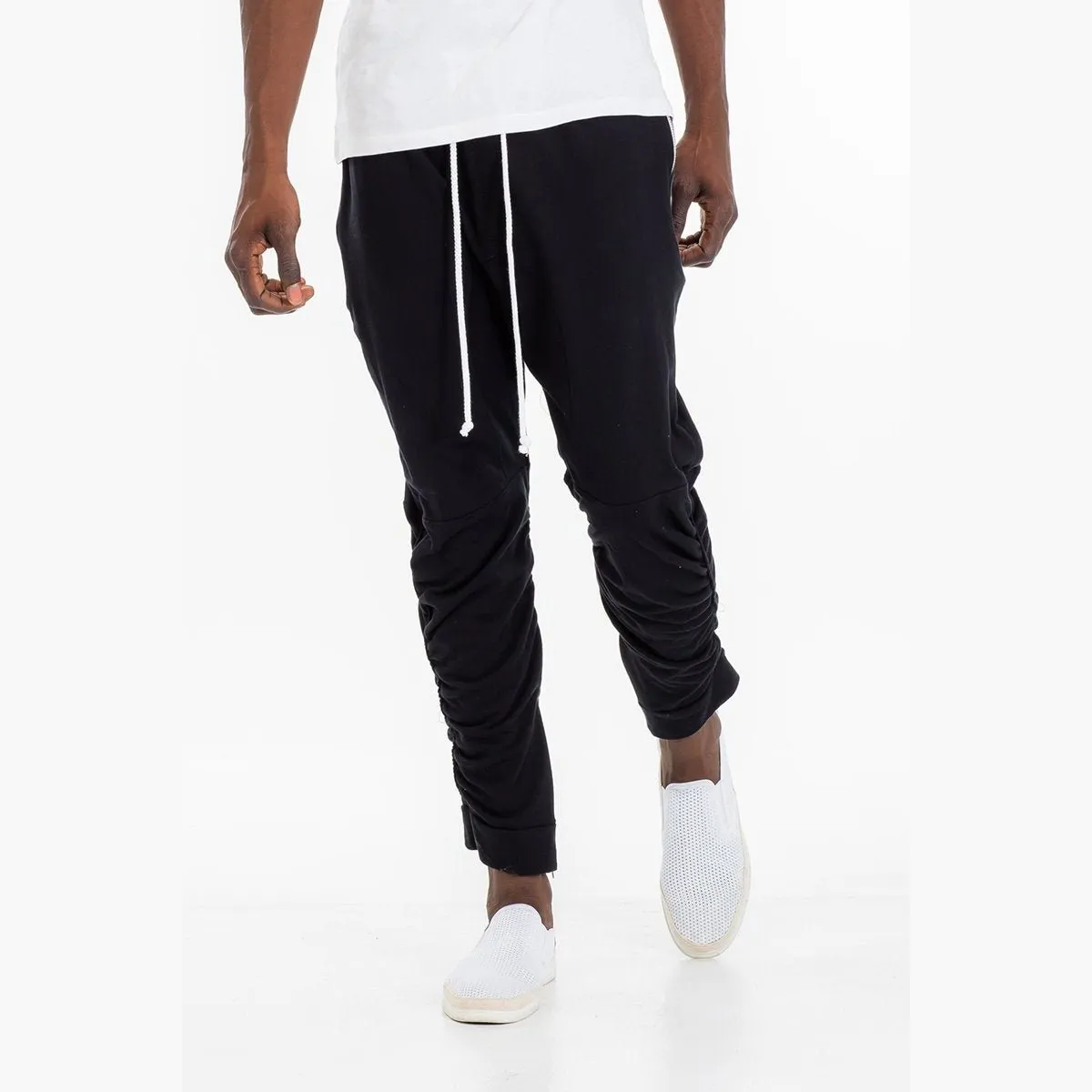 Black Gathered Bomber Pants