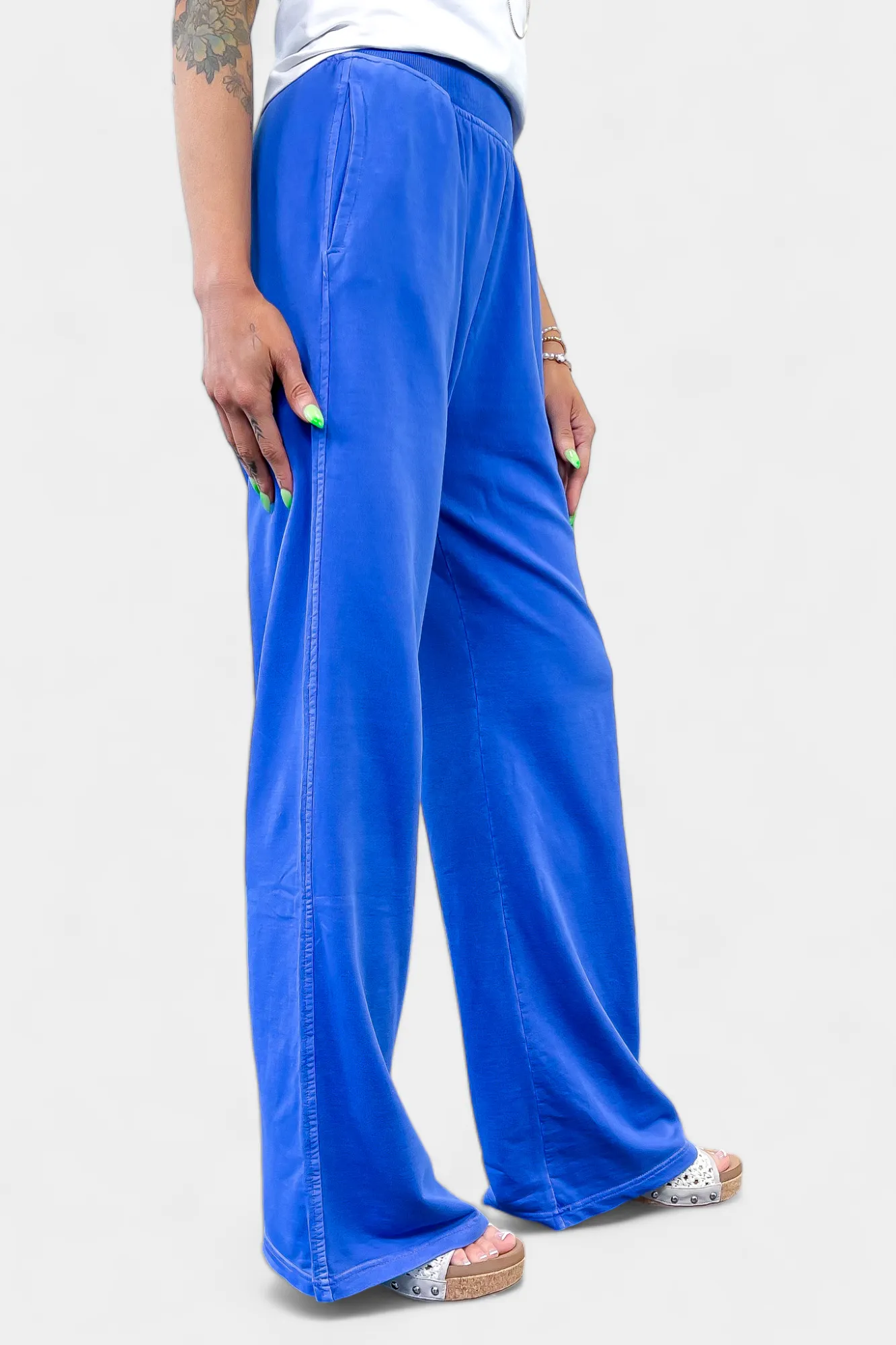 Blue Wide Leg Lounge Pants