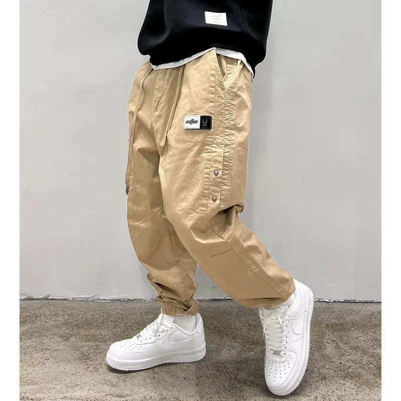 BM Baggy Cargo Pants Men Clothing Korean Sport Joggers Casual Sweatpants Loose Trousers