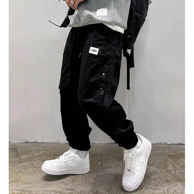 BM Baggy Cargo Pants Men Clothing Korean Sport Joggers Casual Sweatpants Loose Trousers