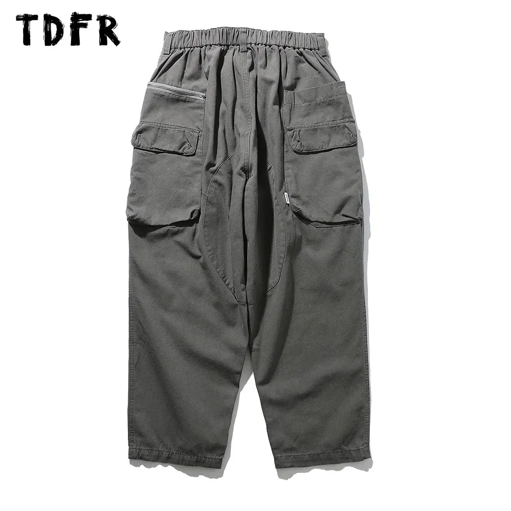 Cargo Pants Mens Casual Safari Style Wide Leg Trousers