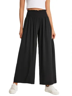 Casual Wide Leg Elastic High Waist Trousers Casual Pant