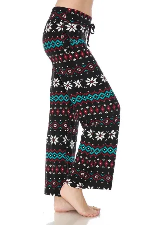 Christmas Fair Isle Print Comfortable Soft Lounge Pajama Pants