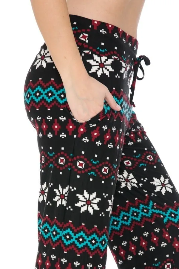 Christmas Fair Isle Print Comfortable Soft Lounge Pajama Pants