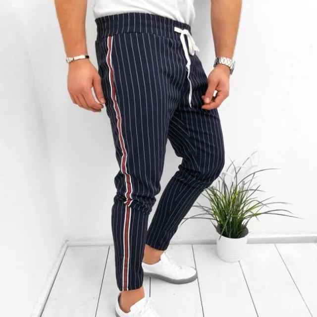 Classic Striped Drawstring Casual Pants