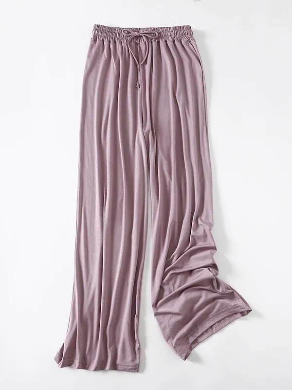 Comfortable Drawstring Solid Color Loose Pants