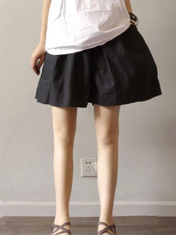 Comfortable Pure Color Linen Cotton Shorts