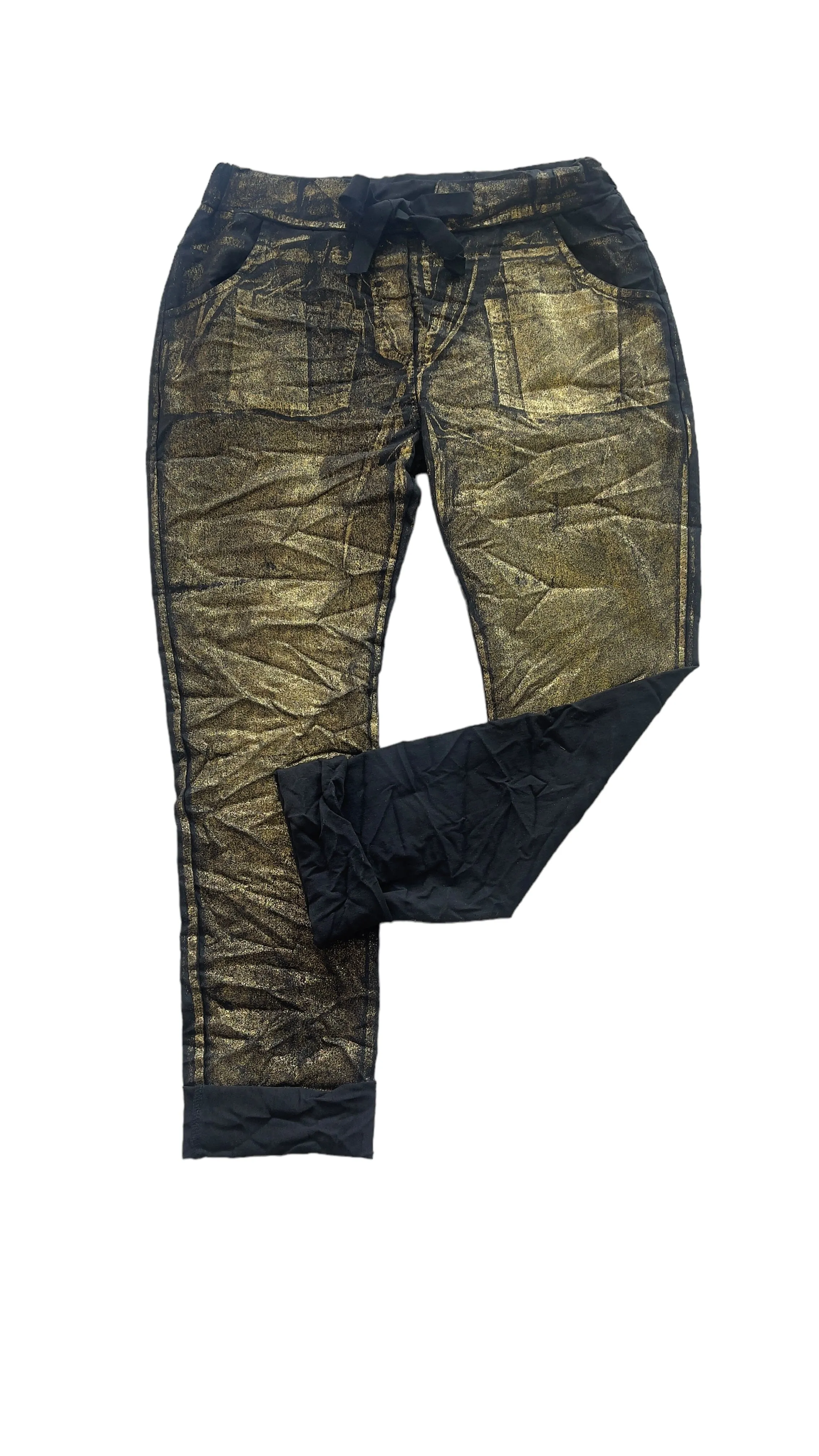 CRINKLE BLACK AND GOLD SPARKLE JOGGER