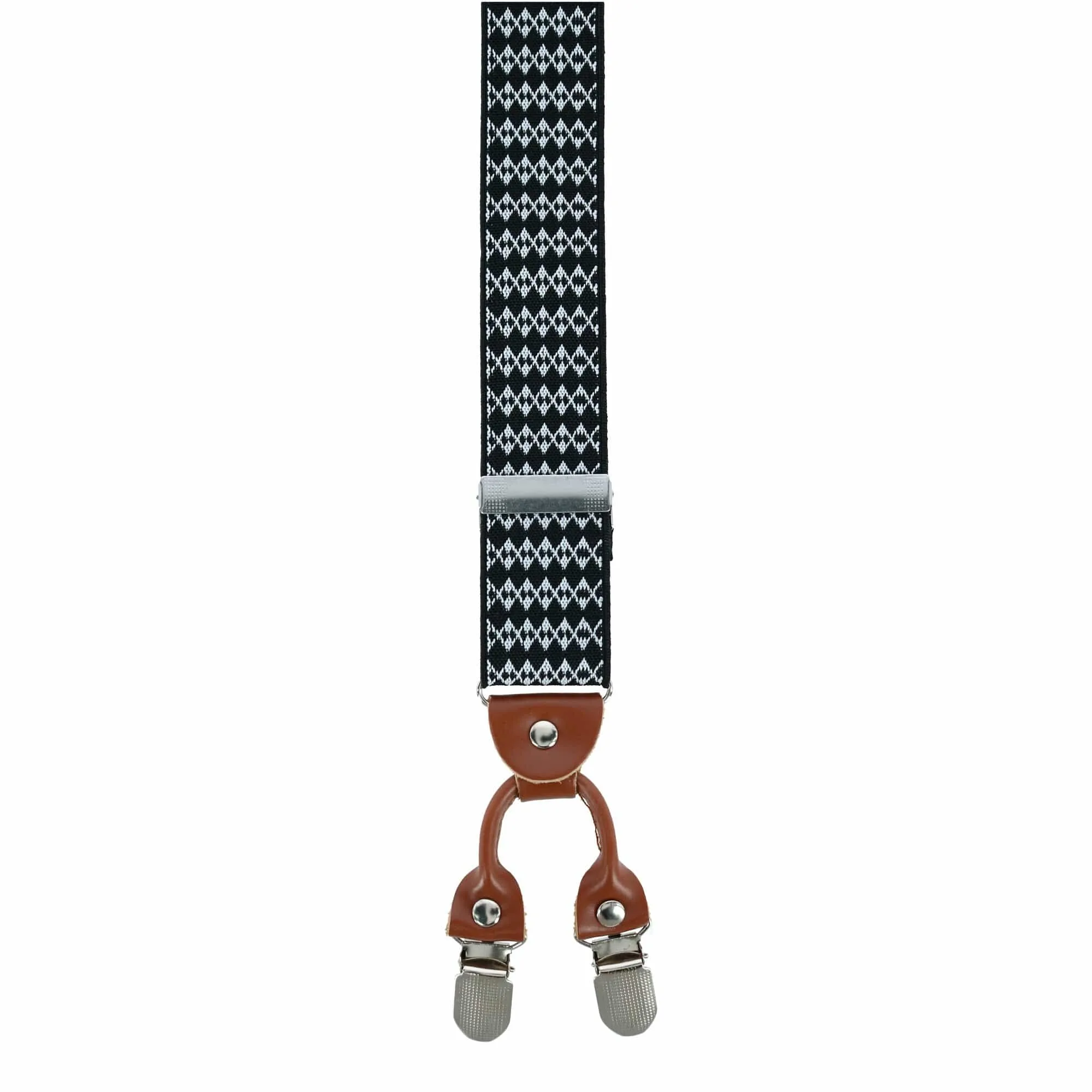 CTM® Men's 1.375 Inch Wide Aztec Print Y-Back Double Clip-End Suspenders