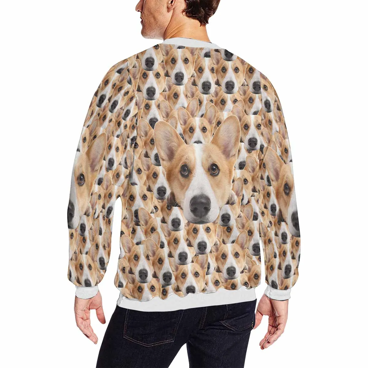 Custom Seamless Face Pet Dog Loose Sweatshirt Personalized Face All Over Print Crewneck Loose Sweatshirt