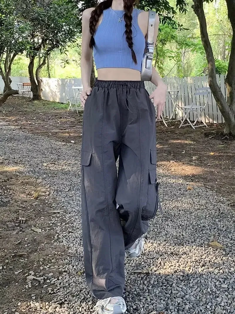 Drawstring High-waisted Pants for Comfortable Leg Movement