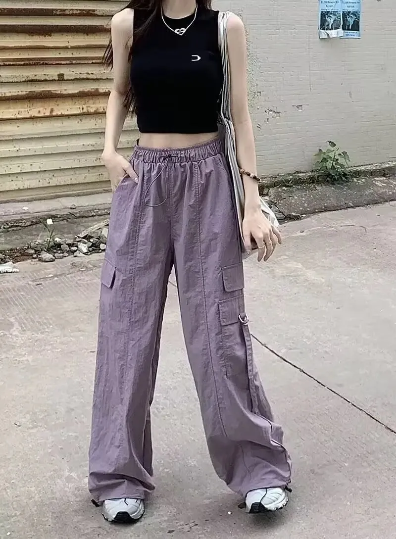 Drawstring High-waisted Pants for Comfortable Leg Movement