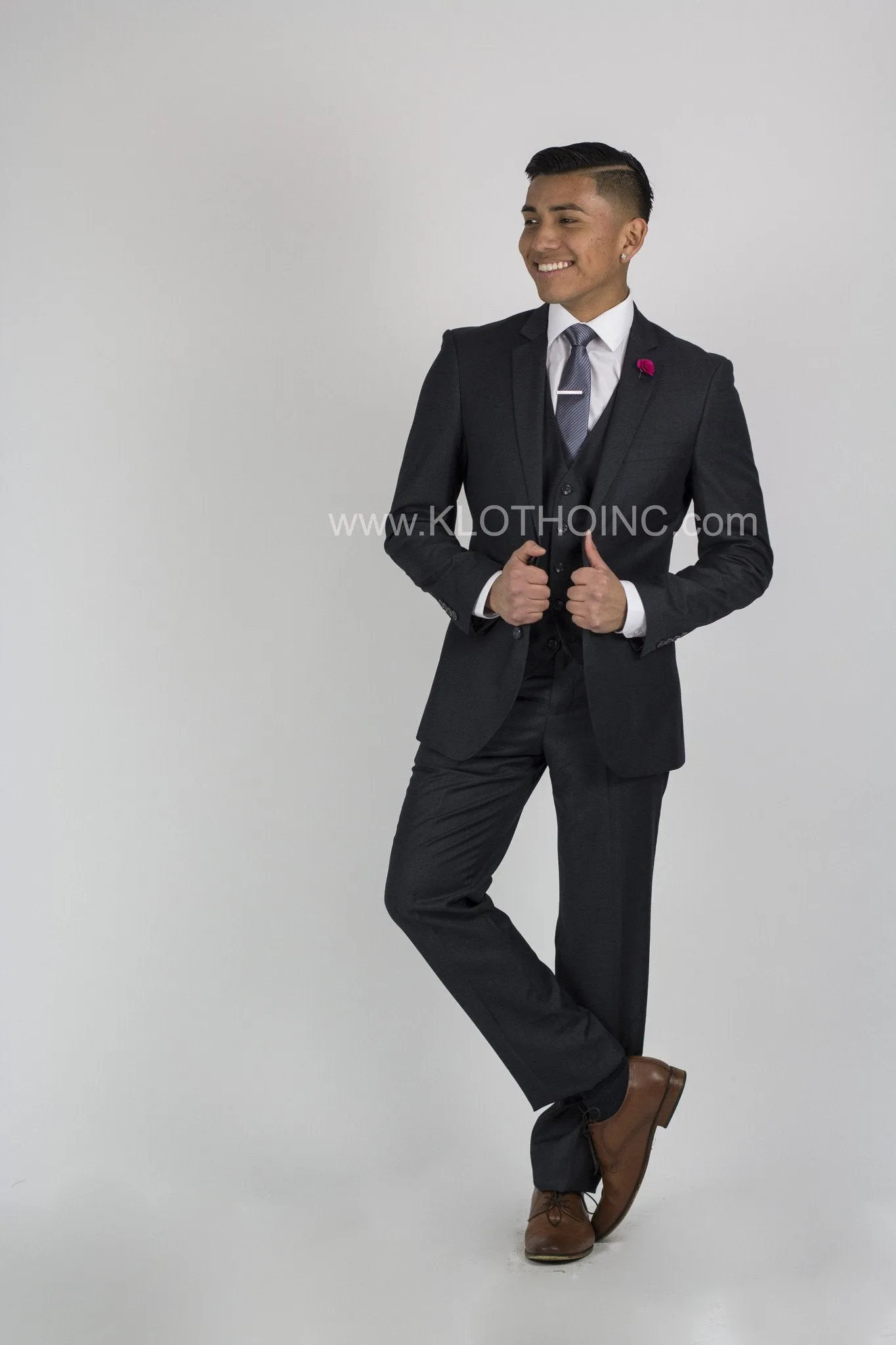 Fabio Fabrinni 2 Button 3 Piece Slim Fit Suit FF2S V-4030 Charcoal