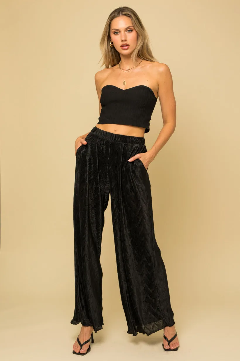 Gilli Satin Pleated Textured Pants