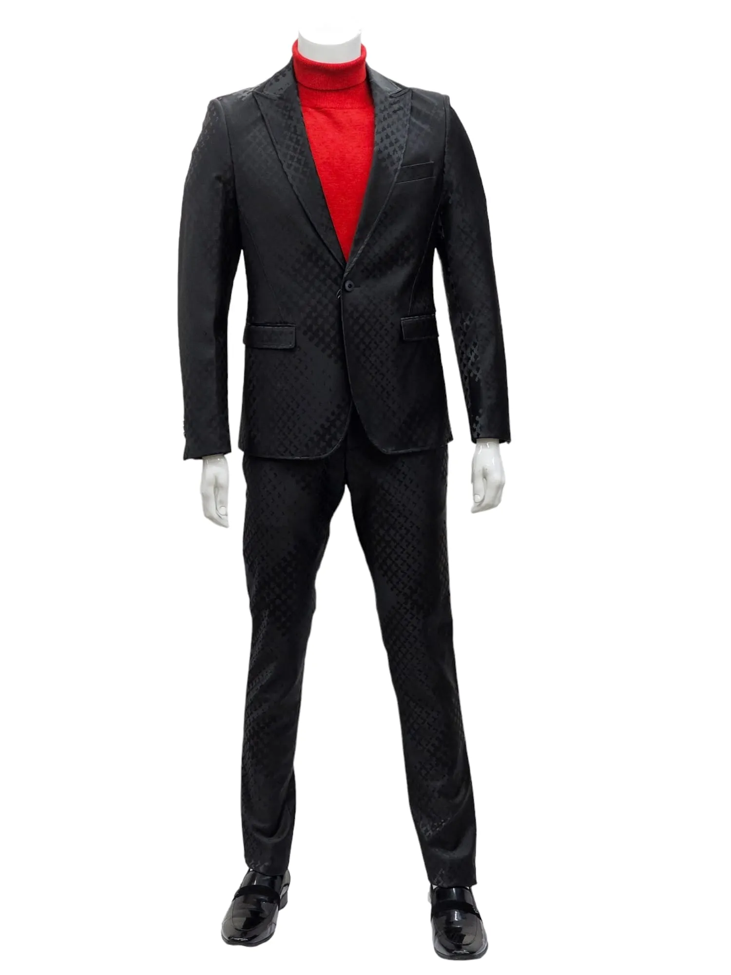 Giovanni Testi 1 Button Peak Lapel suit GTRVL1P-1262 BLACK