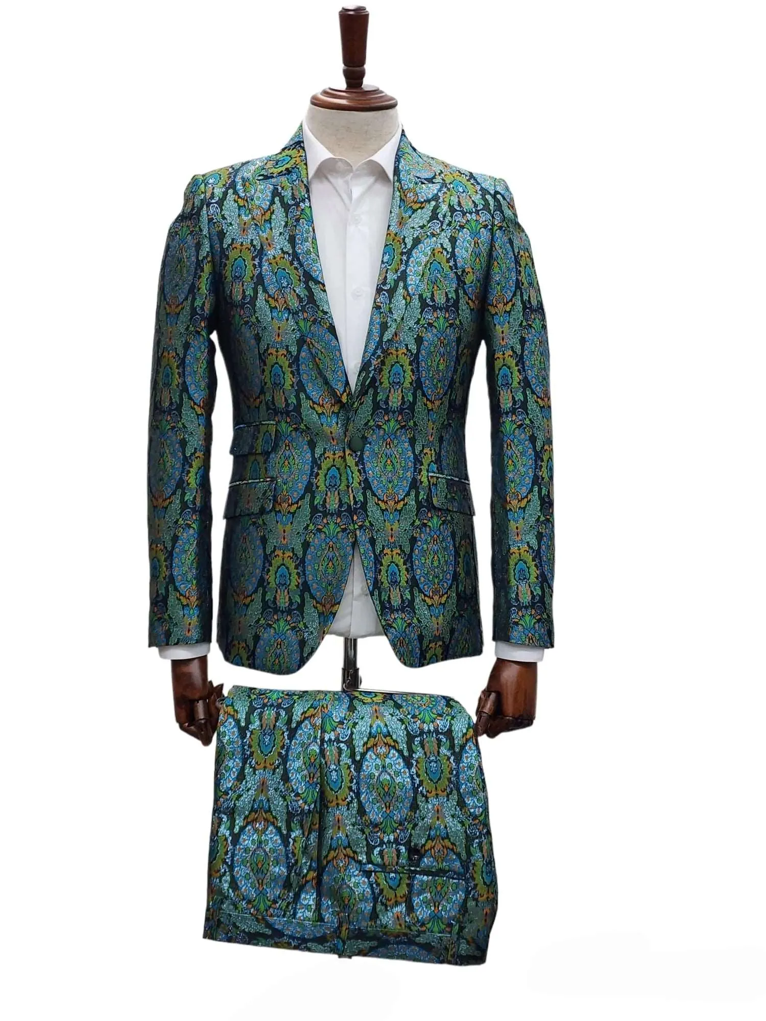 Giovanni Testi 1 Button Slim Fit Peak Lapel Suit GT1P-K4735 GREEN