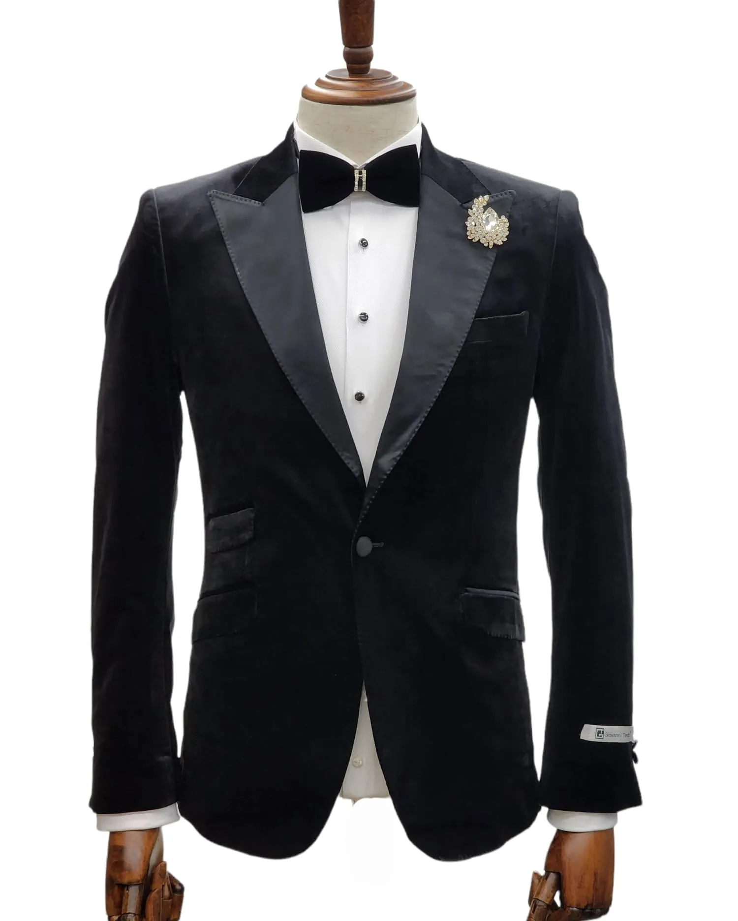 Giovanni Testi 1 Button Slim Fit Stretch Velvet Tuxedo GTX1P-1925 BLACK