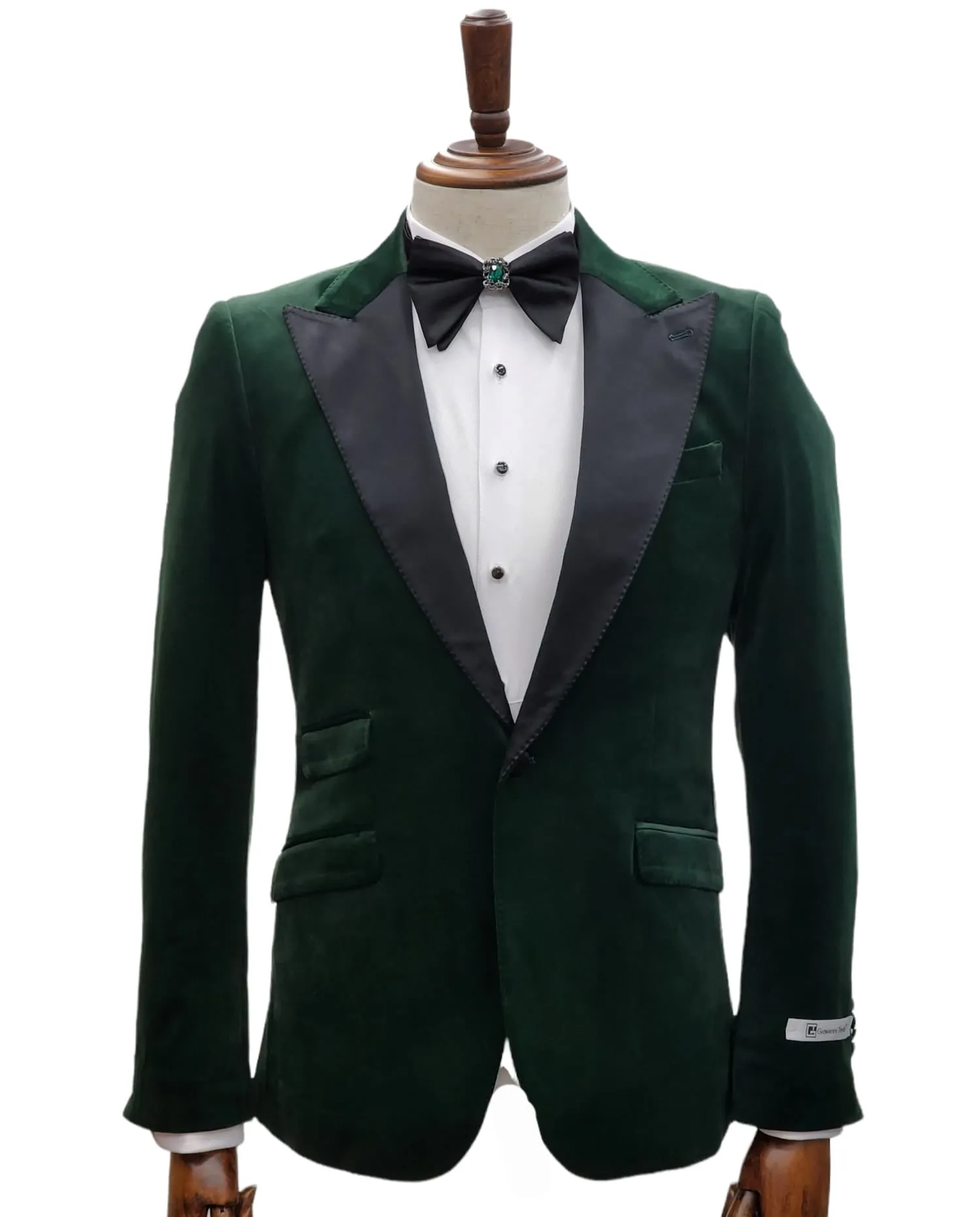 Giovanni Testi 1 Button Slim Fit Stretch Velvet Tuxedo GTX1P-1925 GREEN