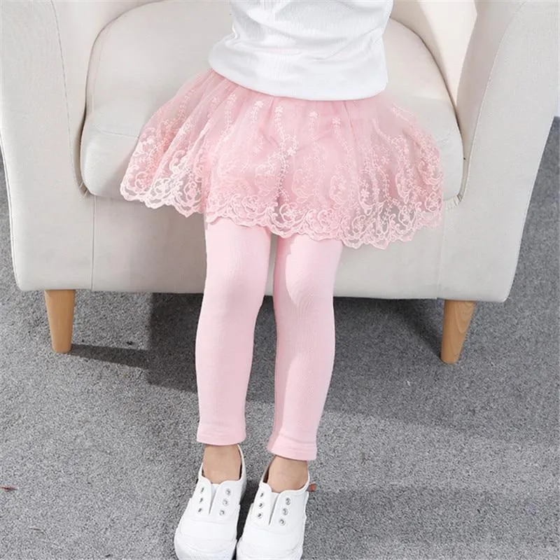 Girls Princess Lace Leggings Skirt Pants