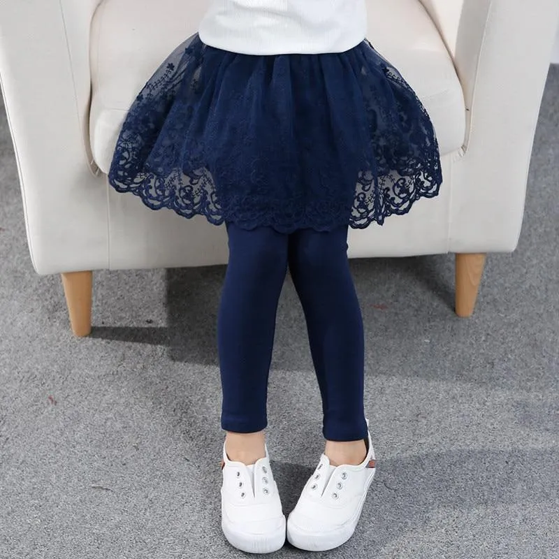 Girls Princess Lace Leggings Skirt Pants