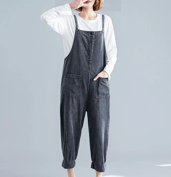 Gray Denim Spring Overall Women Casual Jumpsuits PZ97251