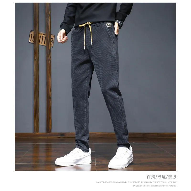 Height Enhancing Straight Plus Velvet Elements Comfortable Casual Thickened Pants