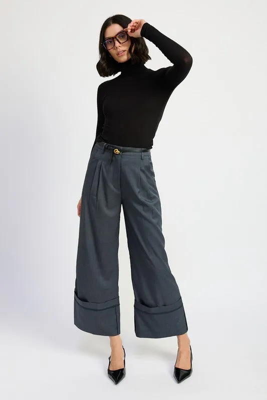 Hot Girl Executive Order Fold Over Wide Leg Slouch Pants