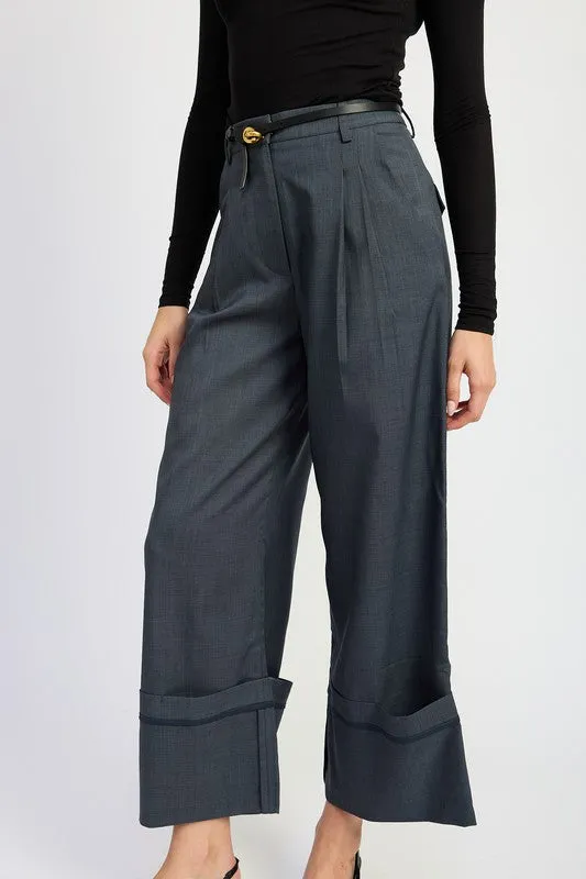 Hot Girl Executive Order Fold Over Wide Leg Slouch Pants