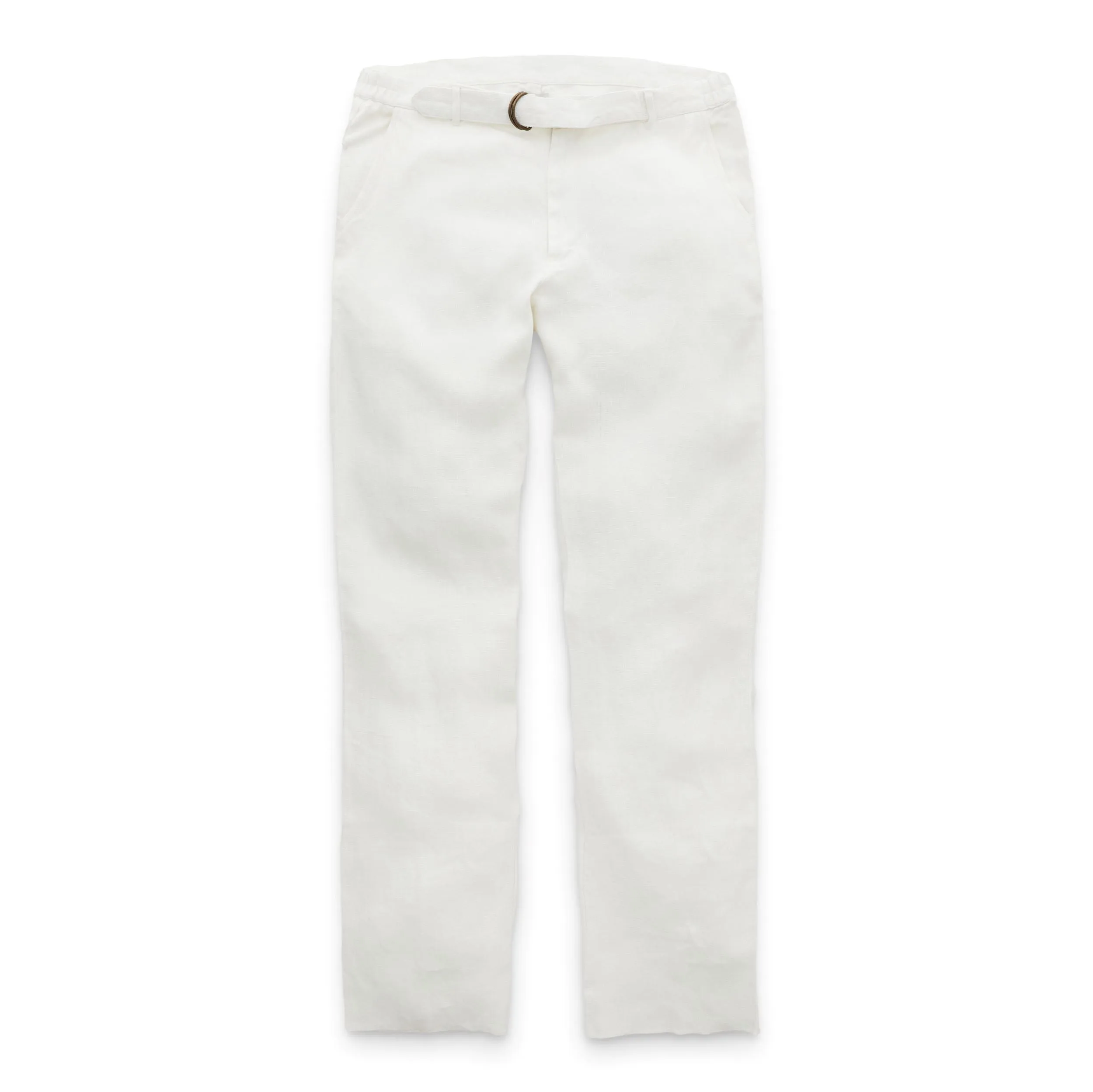 J. Peterman Men's Comfortable Lightweight Linen D-Ring Straight Leg Pants in White