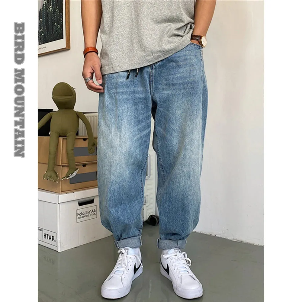 Japanese Streetwear Retro Casual Denim Cargo Pants - Loose Straight Harem Trousers