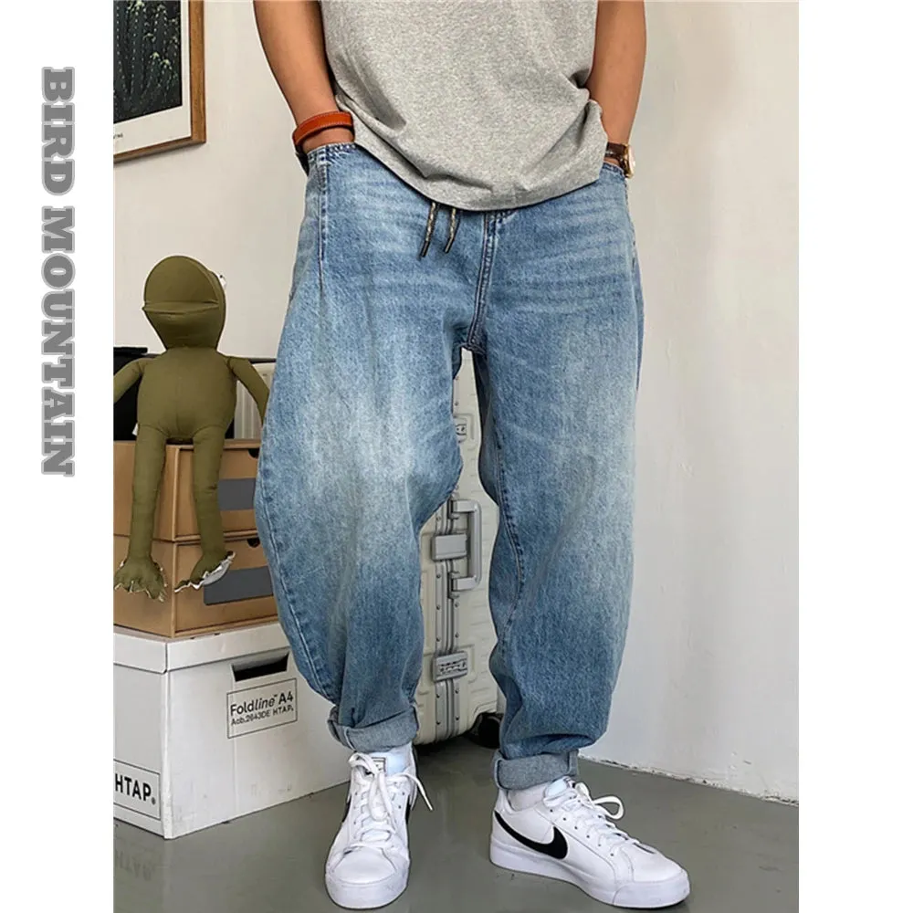 Japanese Streetwear Retro Casual Denim Cargo Pants - Loose Straight Harem Trousers