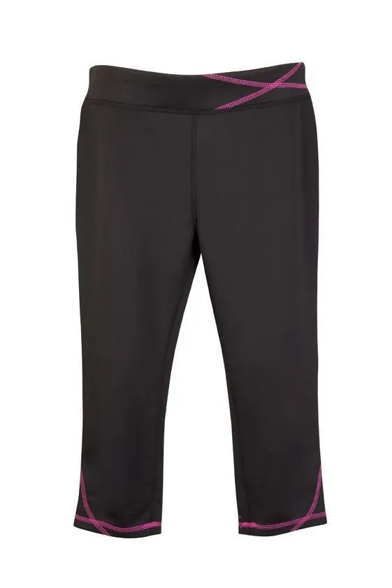 Ladies Contrast Stitch Leggings - Black/Pink