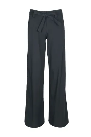 Last Tango Mid Waist Pockets Tie Waist Button Zipper Closure Crepe Pants