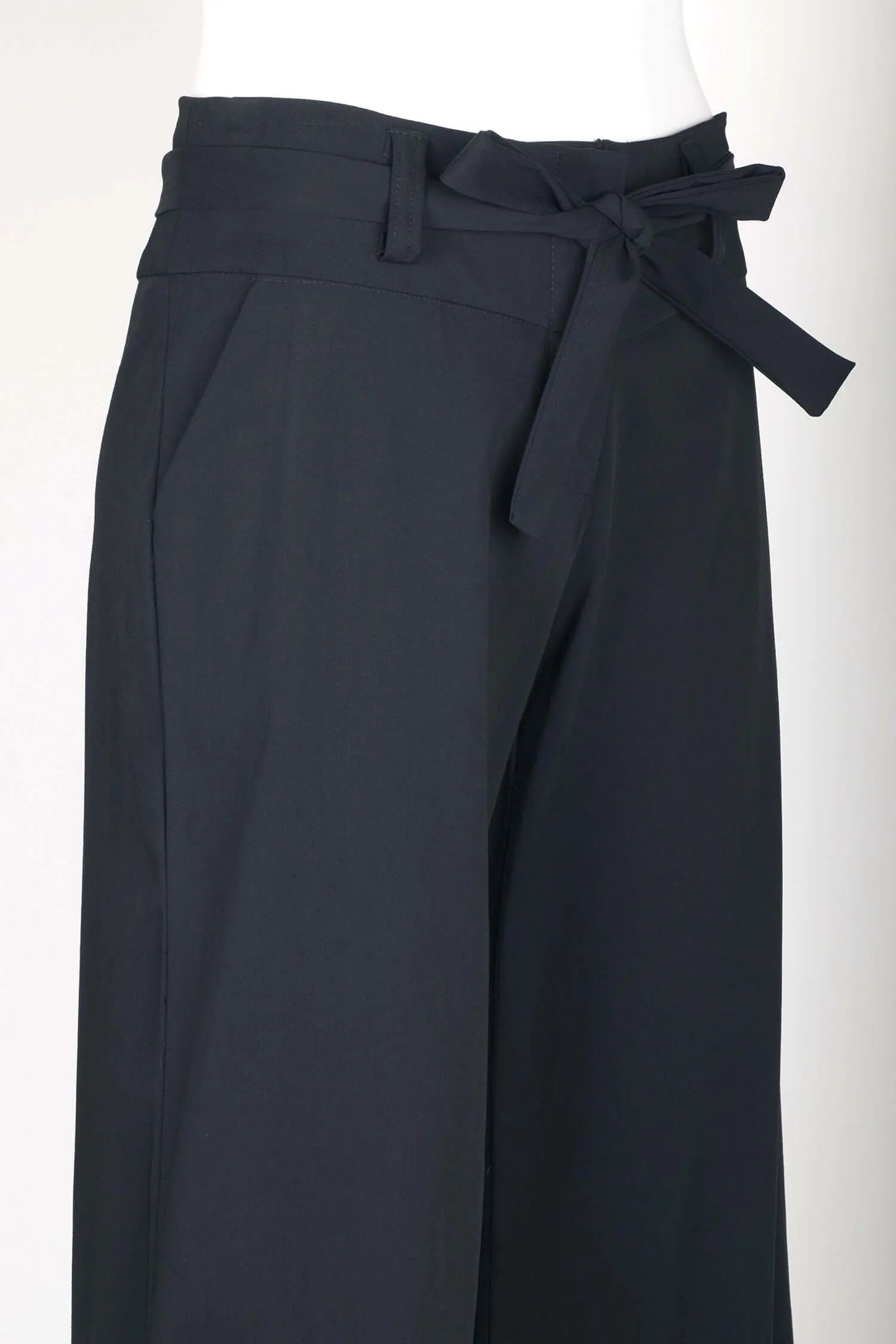 Last Tango Mid Waist Pockets Tie Waist Button Zipper Closure Crepe Pants