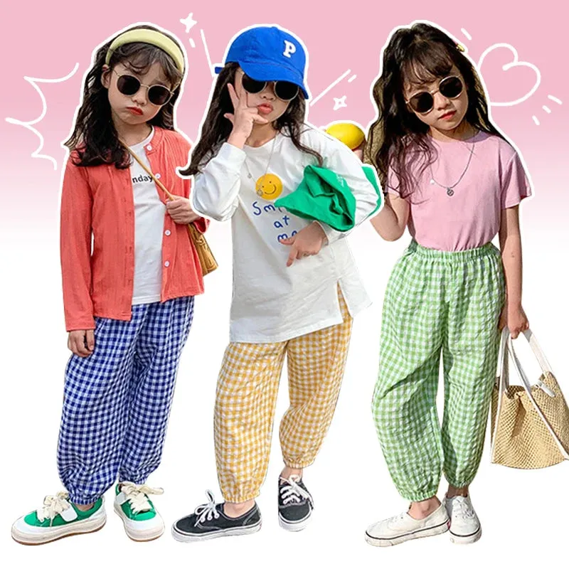 LJMOFA Kids Children Summer Harem Pants Cotton Spring Autumn Boy Girl Breathable Casual Long For Baby Teen Korean Trousers D376