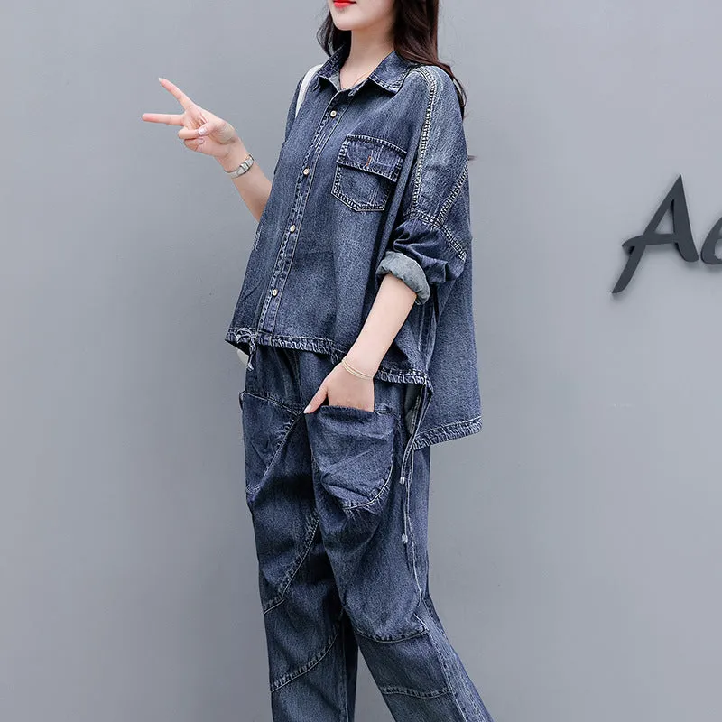 Loose Denim Pants Two-piece