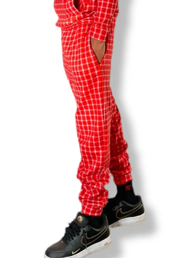 Men's Casual Red Stripe Sweatpants - Relaxed Fit, Comfortable Activewear