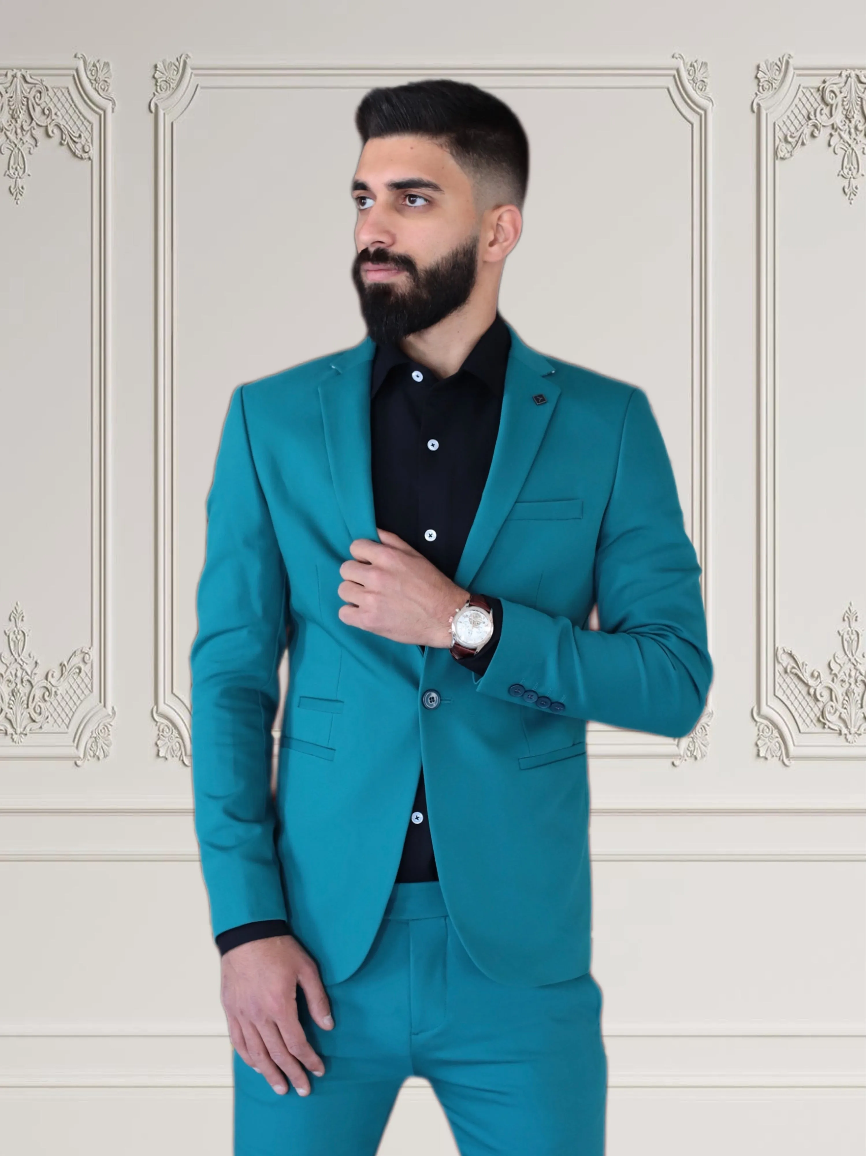 Men’s Extra Slim fit Turquoise Suit | Premium Stretch