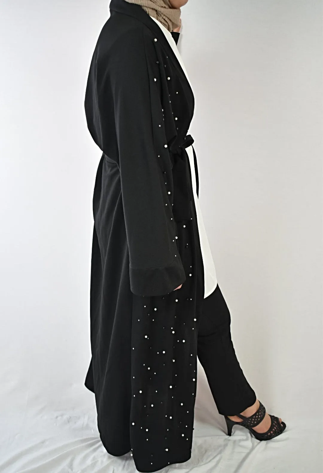 Midnight Pearls Abaya 3 Piece Set