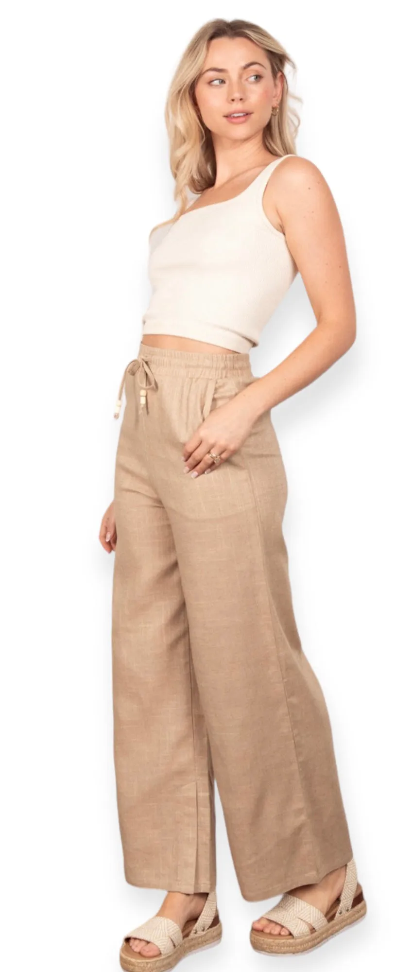 Monterey Summer Linen Wide Pants