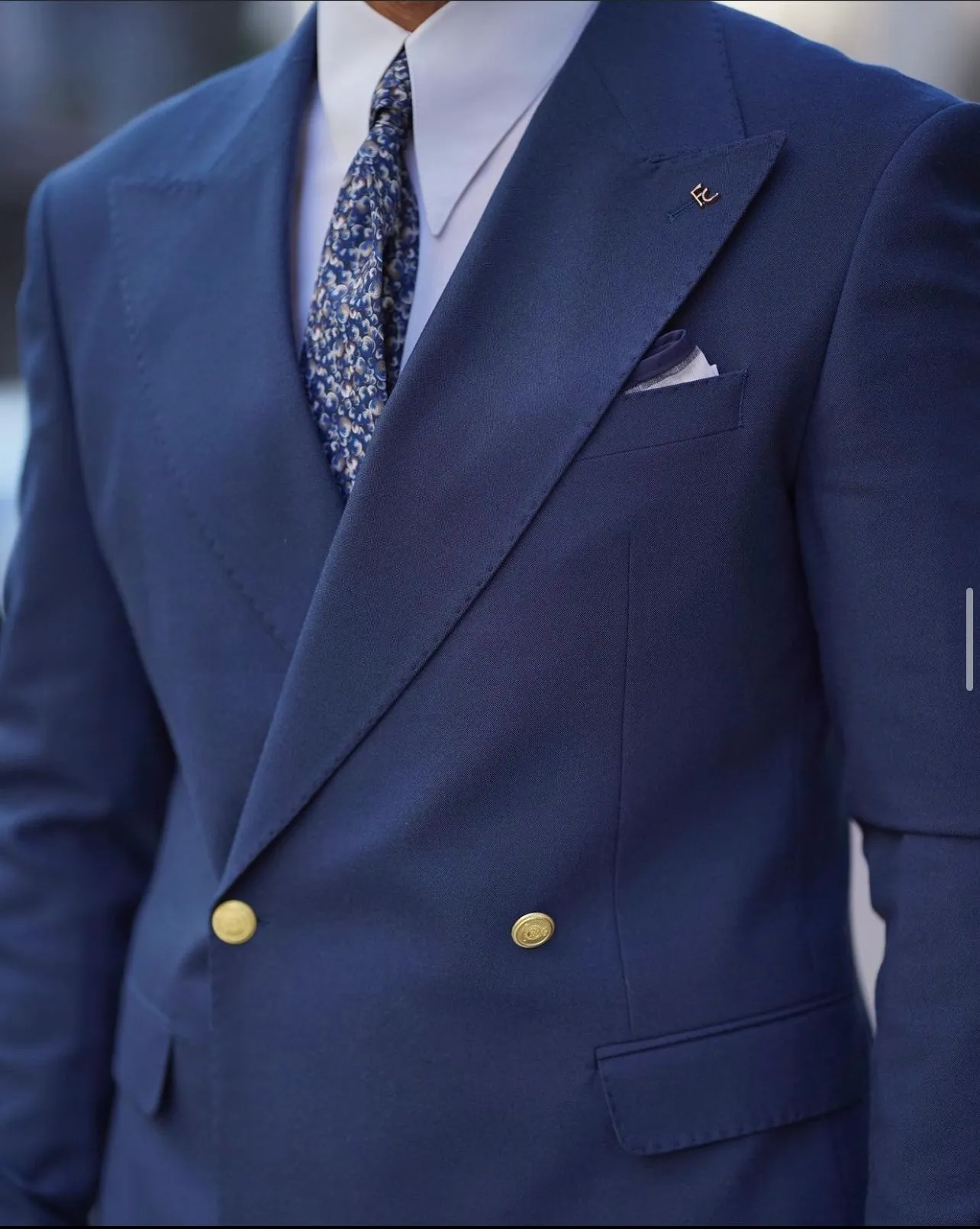 Navy Blue | 2 buttons Double-Breasted Suit | Slim-Fit 2 buttons