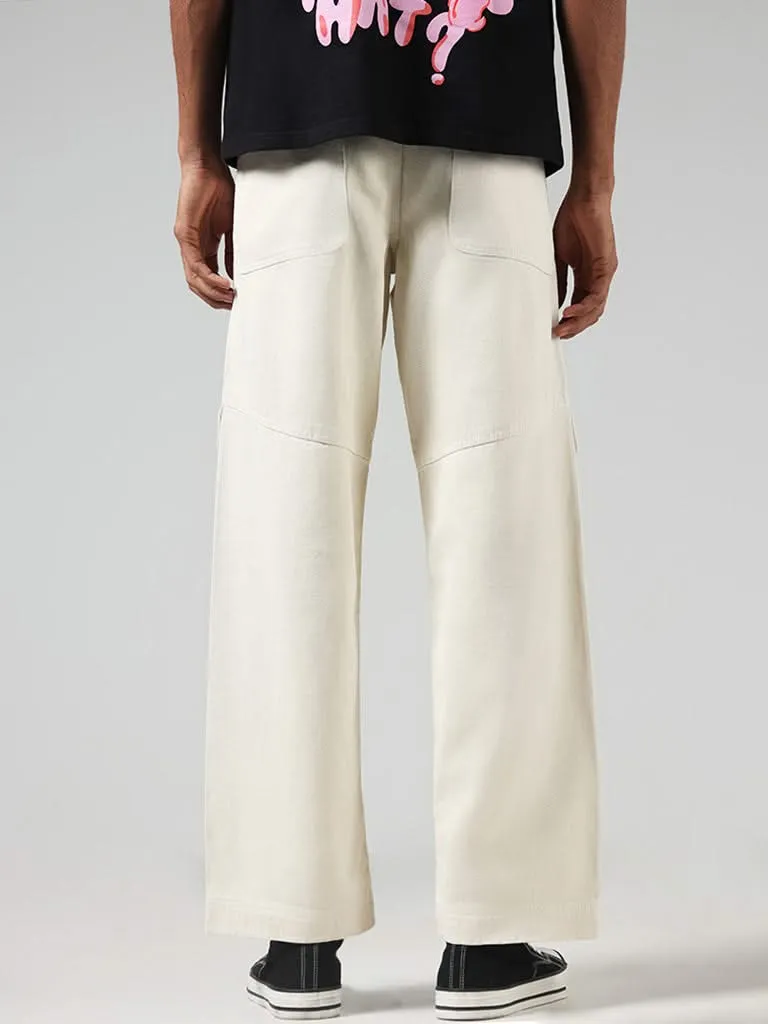 Nuon Off-White Relaxed - Fit Mid - Rise Jeans