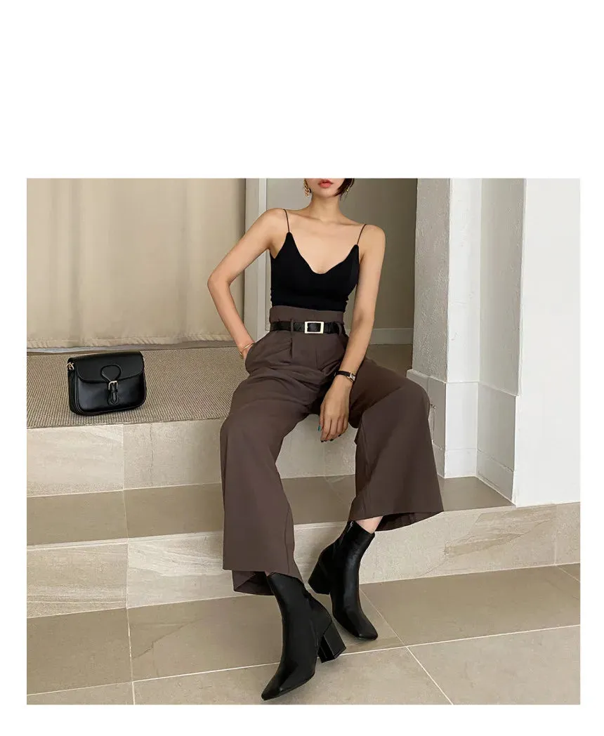 Office Lady Blazer Suits Vintage Two Piece Set Women Long Sleeve Short Blazer   High Waist Wide Leg Long Pants 2 Piece Outfits