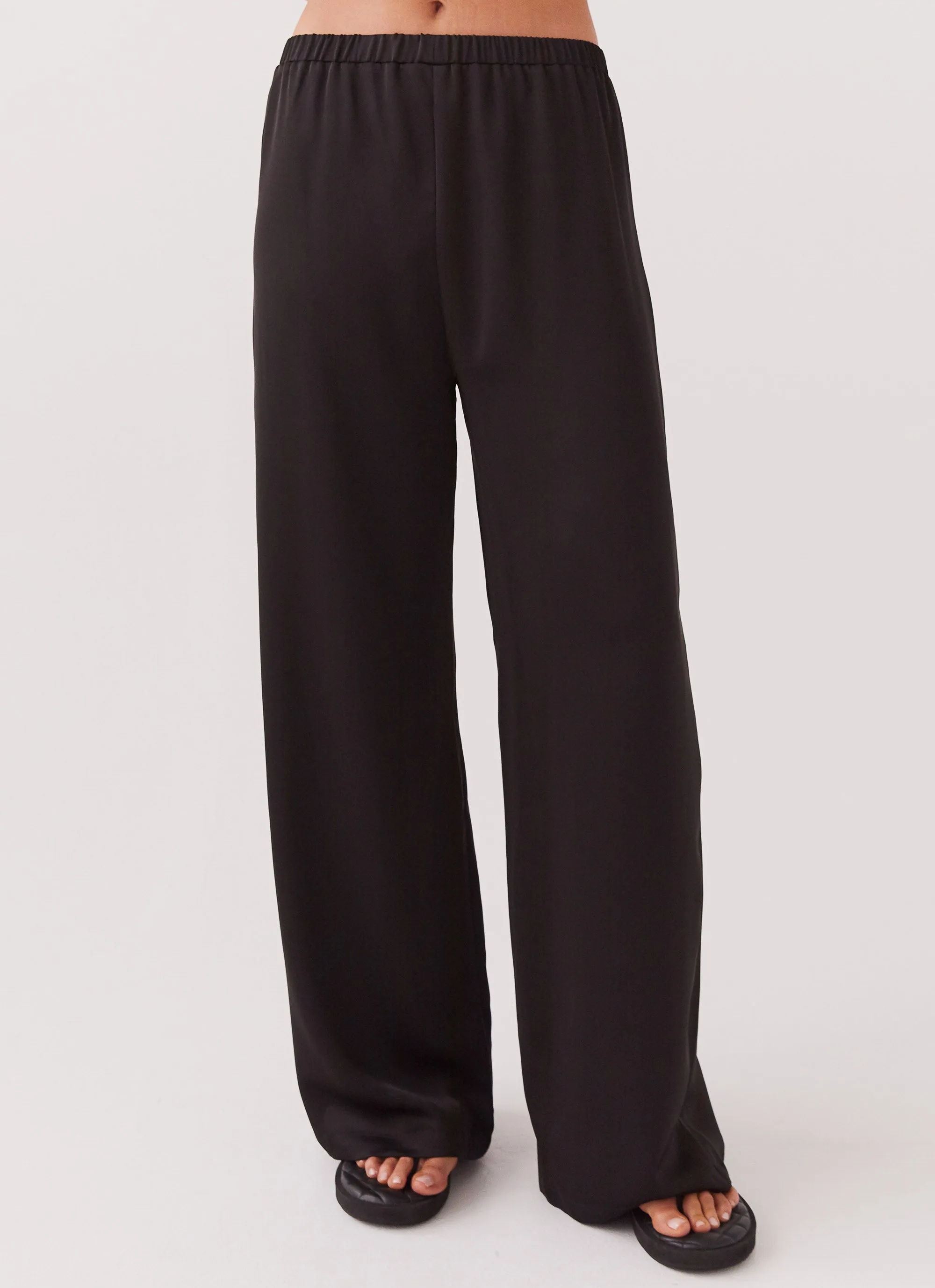 Palm Cove Satin Pants - Black