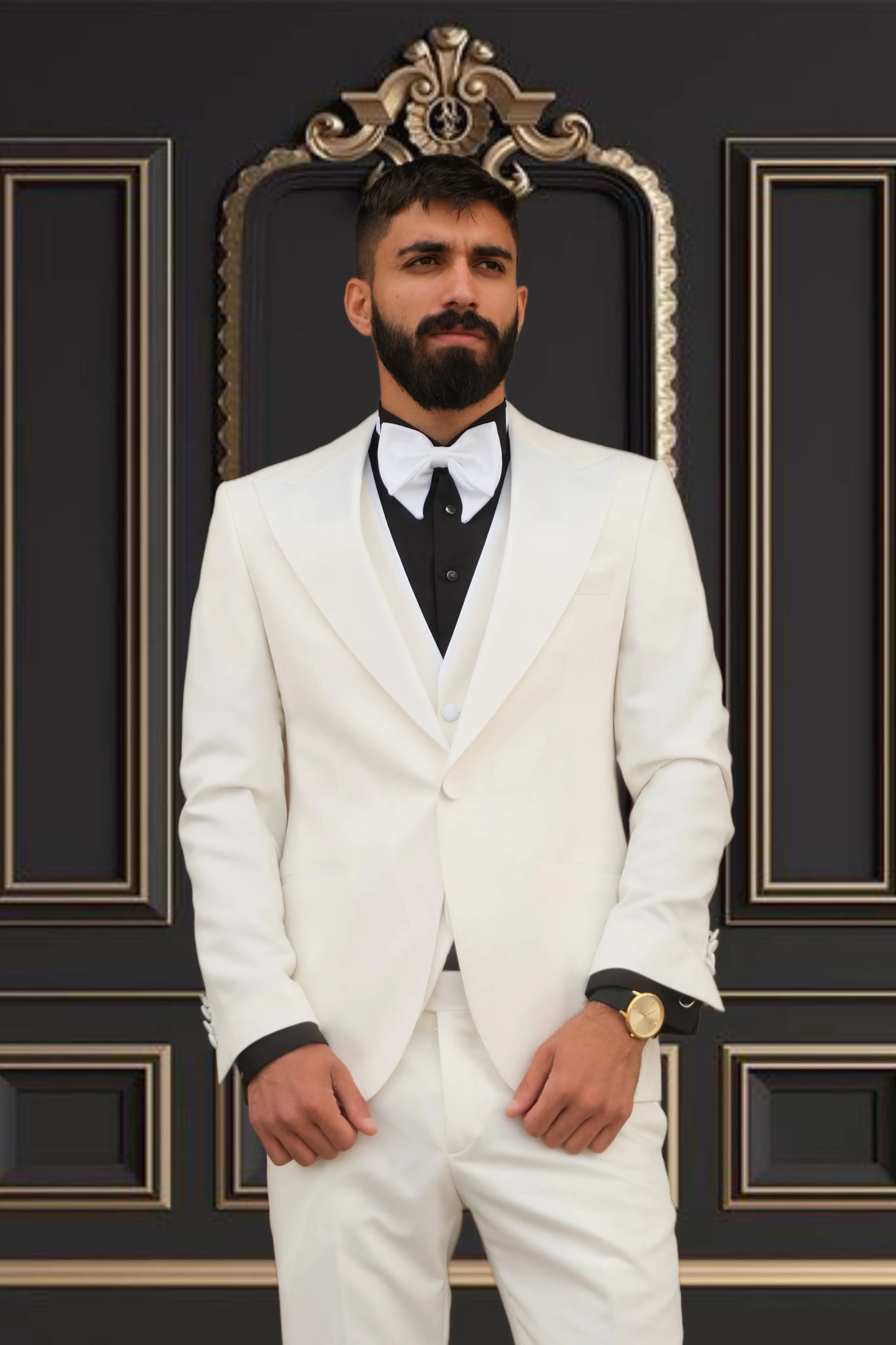 Premium Slim Fit all Off White Color Wedding Tuxedo