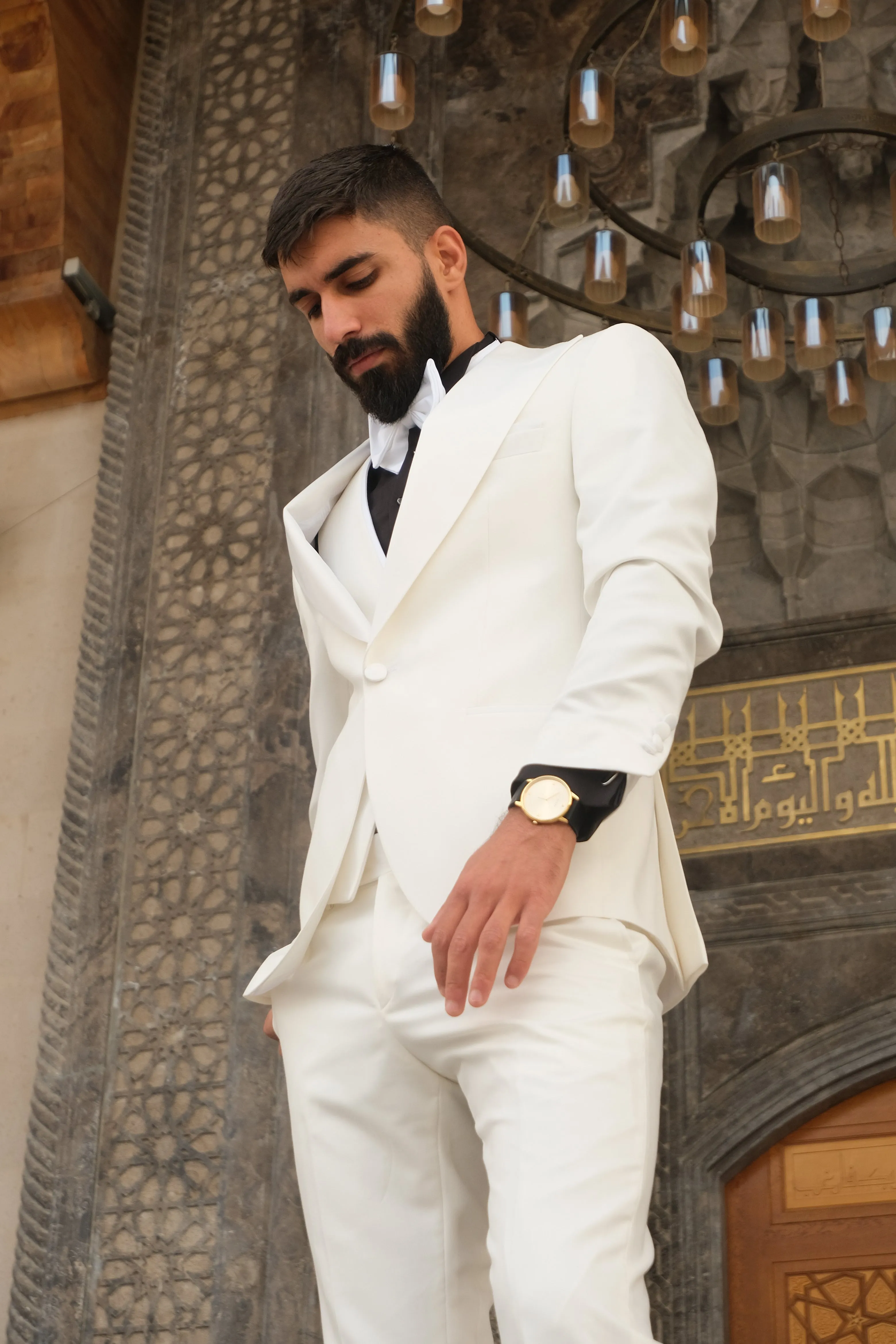 Premium Slim Fit all Off White Color Wedding Tuxedo