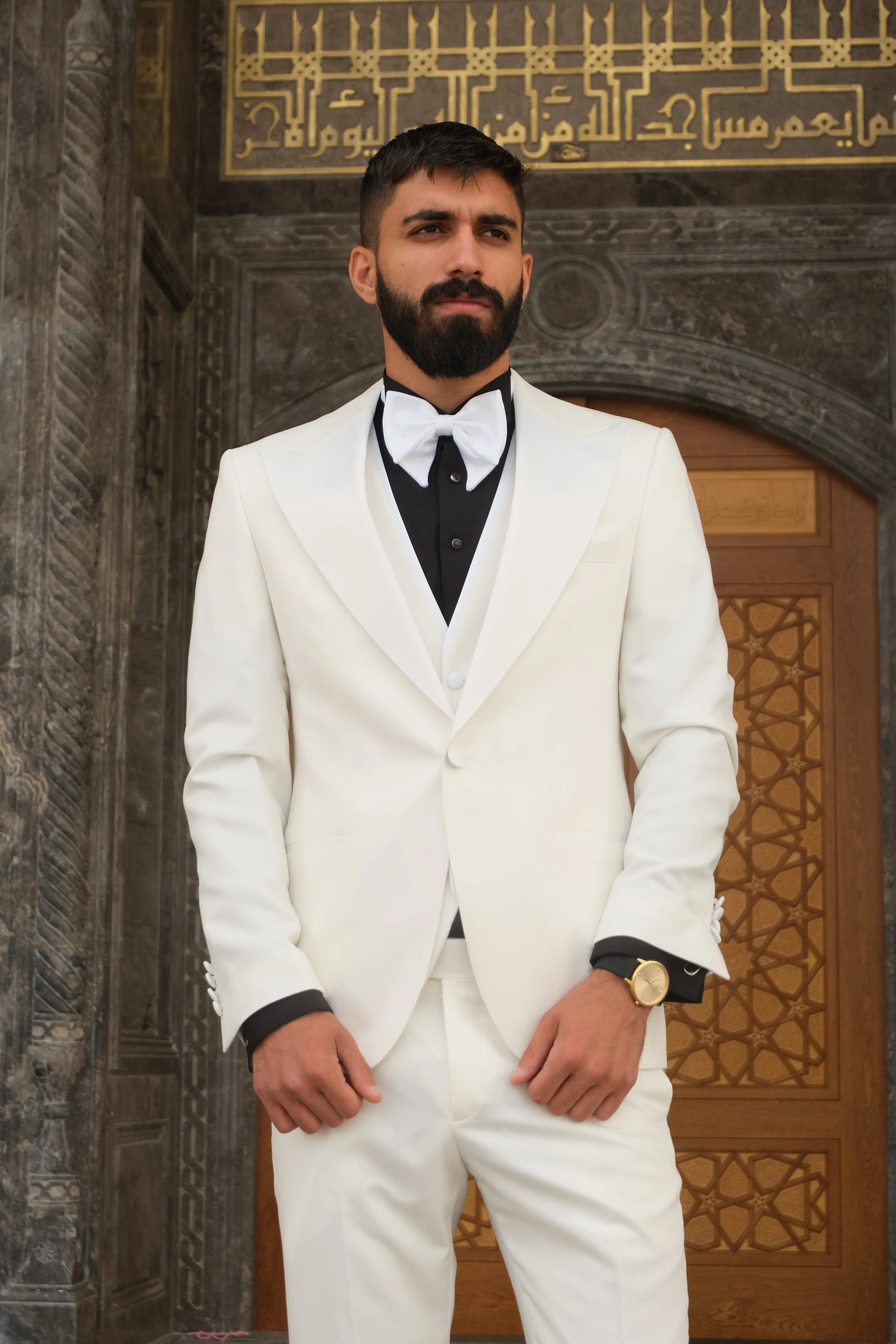 Premium Slim Fit all Off White Color Wedding Tuxedo