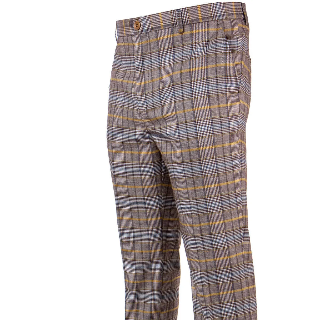 Prestige Brown Blue Yellow Plaid Pants