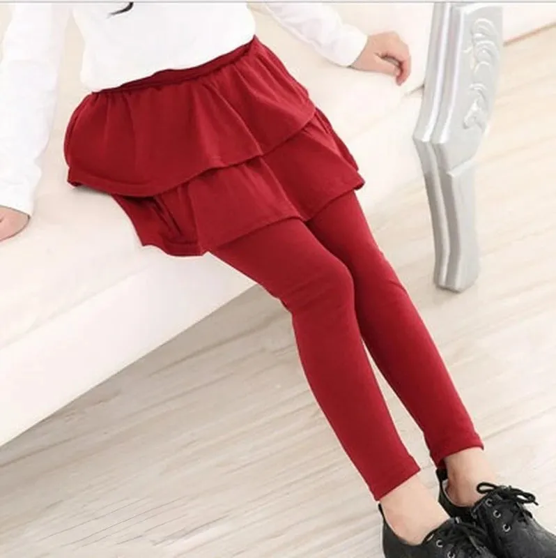 Spring Autumn Cotton Warm Girl Leggings Skirt-pants Cake Skirt Kids leggings Children girls Pants Trousers 3-11 Years