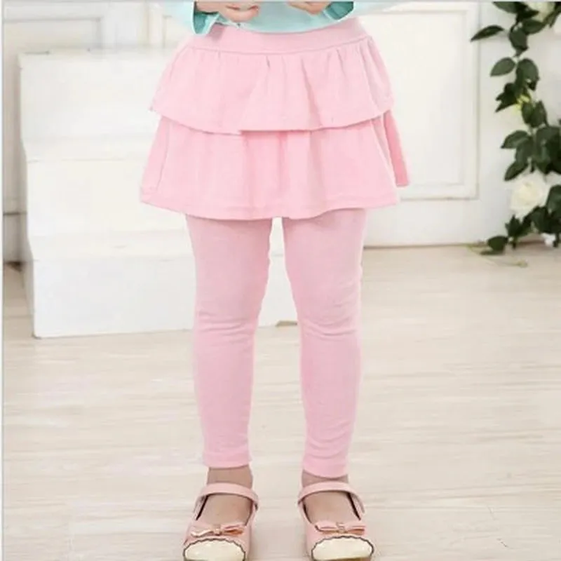 Spring Autumn Cotton Warm Girl Leggings Skirt-pants Cake Skirt Kids leggings Children girls Pants Trousers 3-11 Years